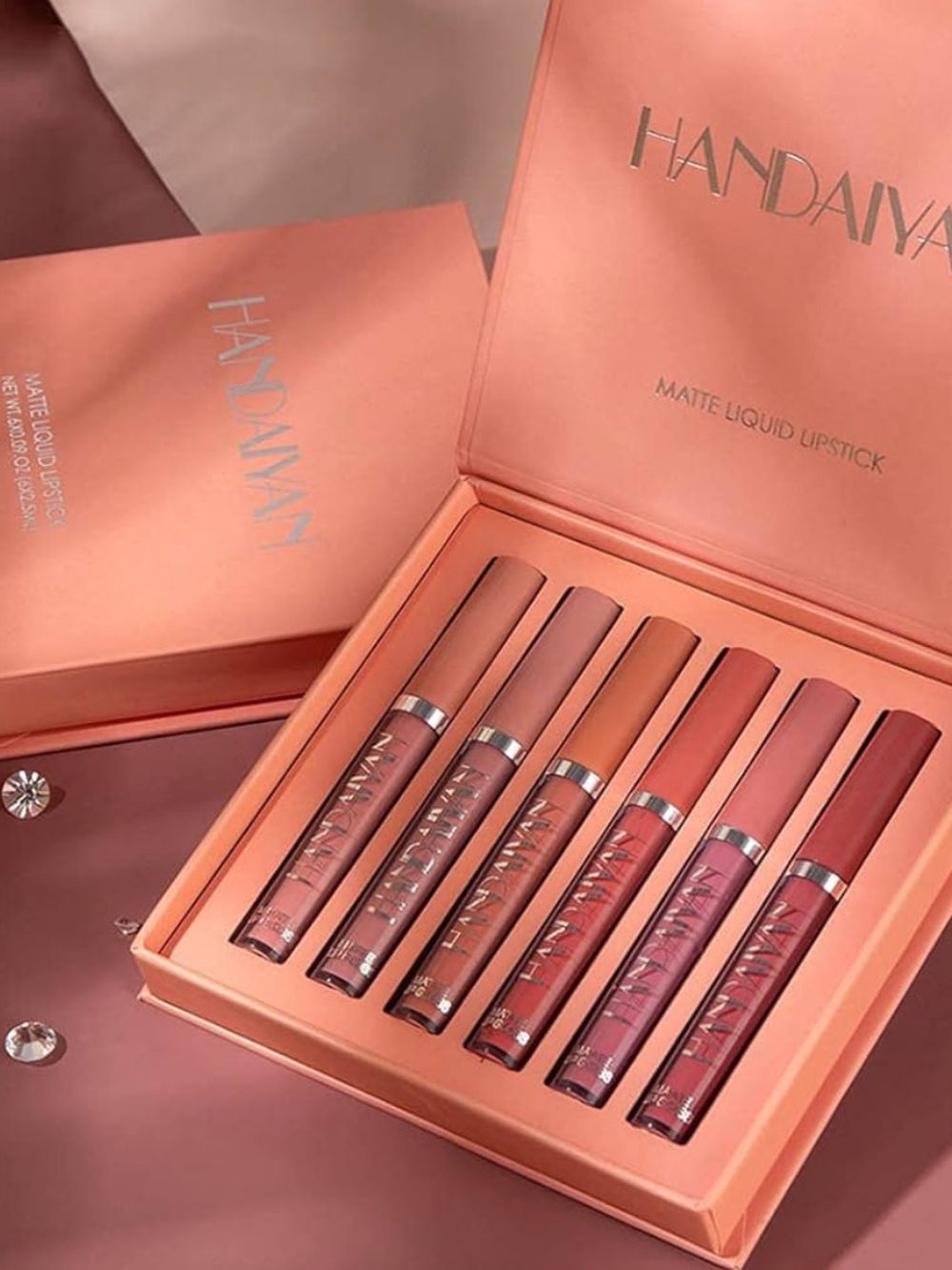 💄 HANDAIYAN 6 PC Matte Liquid Lipstick Set — Nude to Berry Shades NWT NIB
